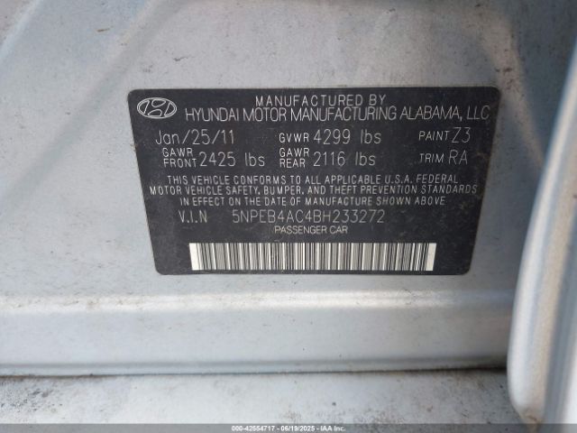 2011 HYUNDAI SONATA 5NPEB4AC4BH233272 Photo 8