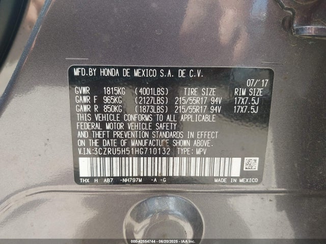 3CZRU5H51HG710132 Honda r18z9