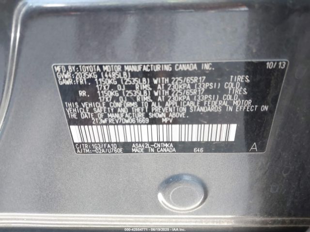 2013 TOYOTA RAV4 2T3WFREV7DW061669 Photo 8