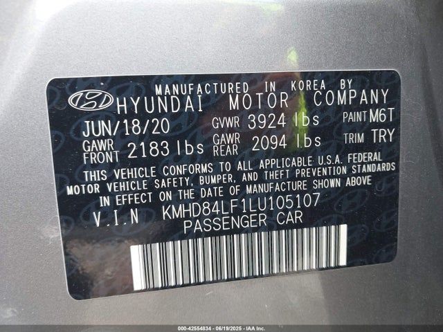 KMHD84LF1LU105107 Hyundai mpi nu