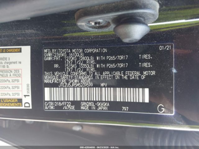 2021 TOYOTA 4RUNNER JTEZU5JR5M5239599 Photo 8