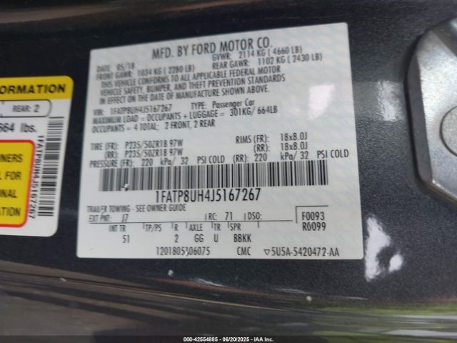 2018 FORD MUSTANG 1FATP8UH4J5167267 Photo 8