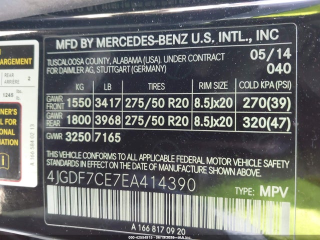 4JGDF7CE7EA414390 Mercedes-Benz 2014