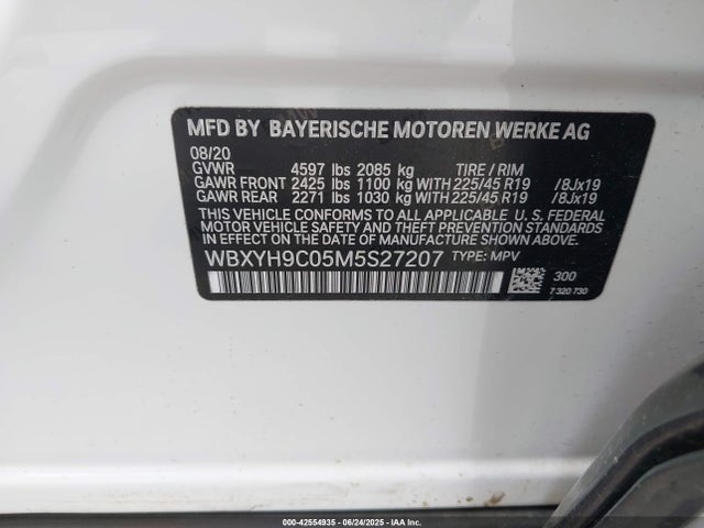 WBXYH9C05M5S27207 BMW 2021