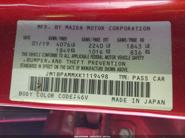 2019 MAZDA MAZDA3 JM1BPAMMXK1119498 Photo 8