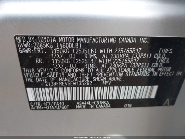 2T3RFREV5EW135282 Toyota 2ar-fe