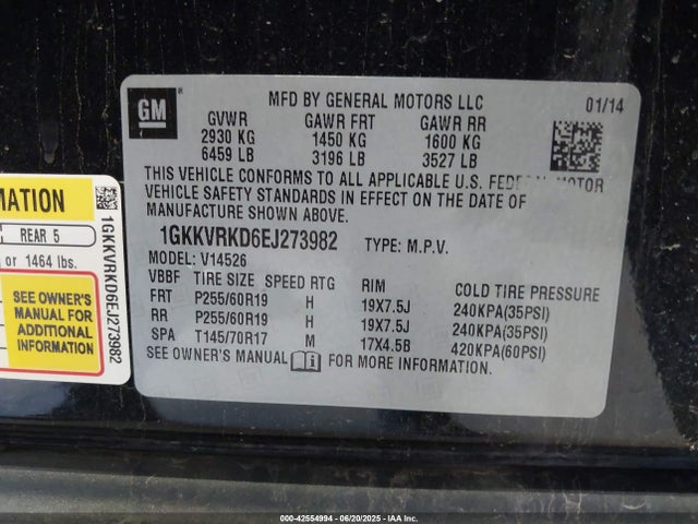 1GKKVRKD6EJ273982 GMC llt