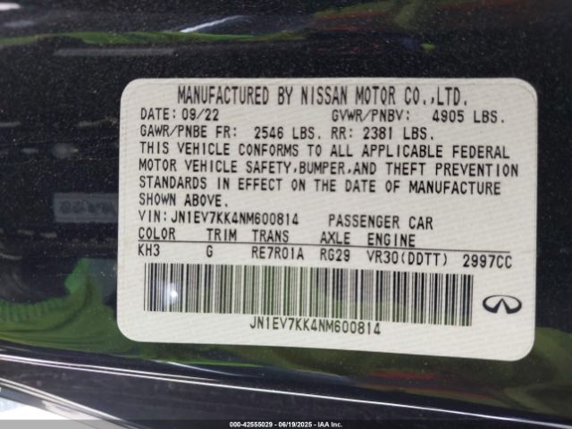 2022 INFINITI Q60 JN1EV7KK4NM600814 Photo 8