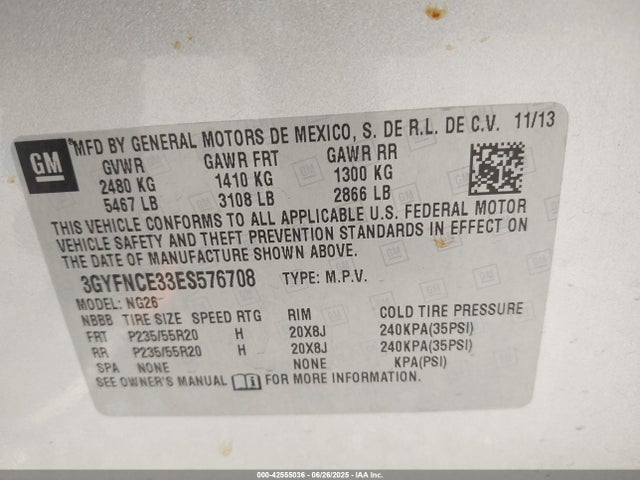 2014 CADILLAC SRX 3GYFNCE33ES576708 Photo 8