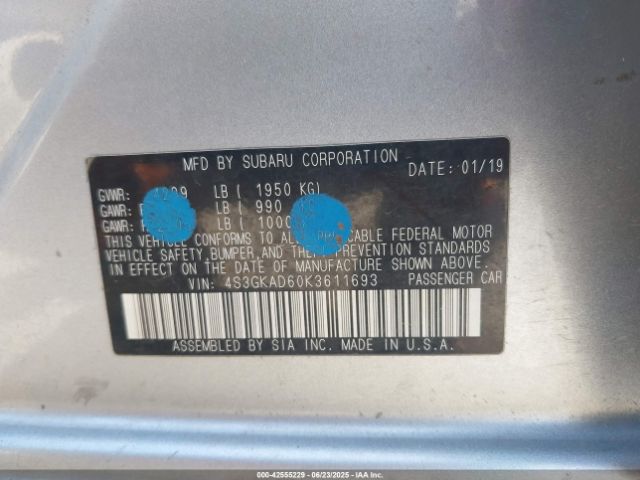 4S3GKAD60K3611693 Subaru 2019