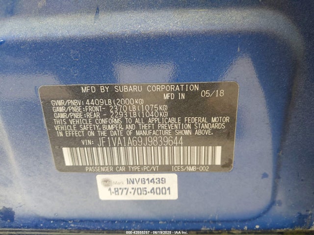 JF1VA1A69J9839644 Subaru dib