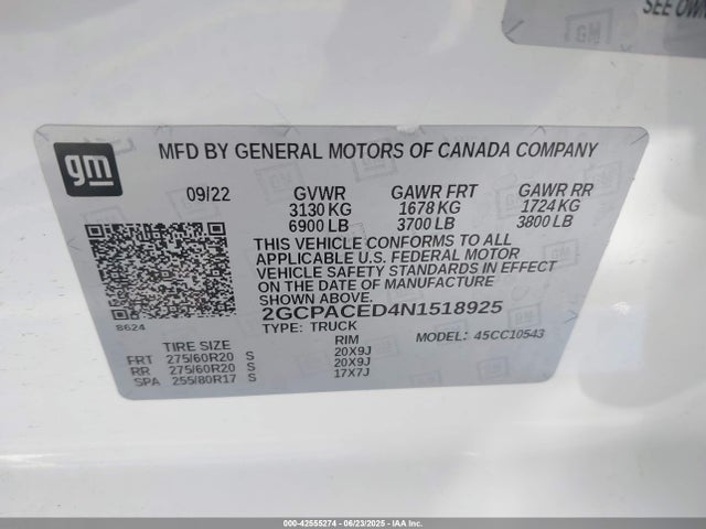 Chevrolet l84 2022 2GCPACED4N1518925 Image 9