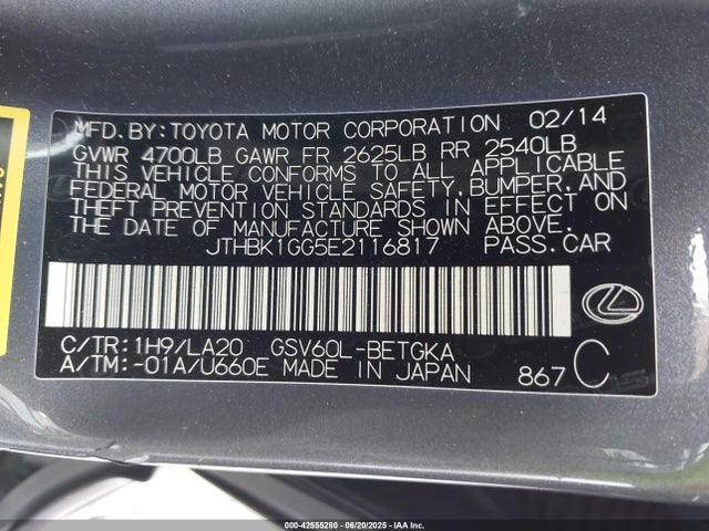 JTHBK1GG5E2116817 Lexus 2gr-fe