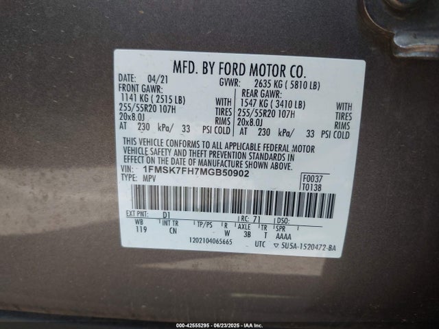 Ford 2021 2021 1FMSK7FH7MGB50902 Image 9