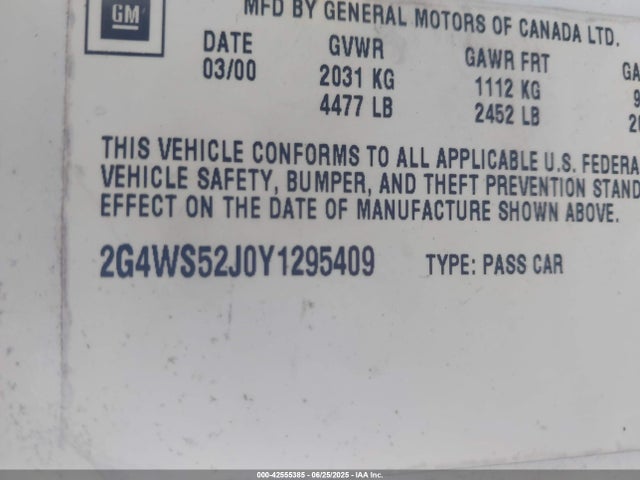 2000 BUICK CENTURY 2G4WS52J0Y1295409 Photo 8