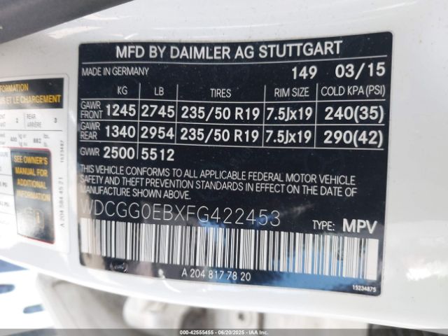 2015 MERCEDES-BENZ GLK 250 BLUETEC WDCGG0EBXFG422453 Photo 8
