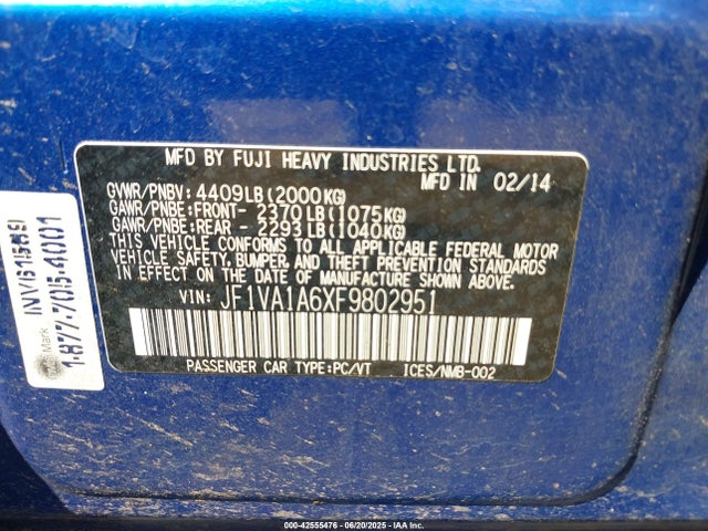 JF1VA1A6XF9802951 Subaru dib turbo