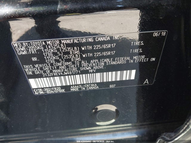 2T3ZFREV4JW481771 Toyota 2ar-fe