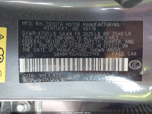 2016 LEXUS ES 350 58ABK1GG4GU022148 Photo 8