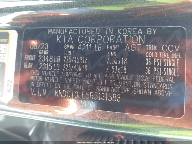 KNDCT3LE5R5131583 KIA gdi kappa pe
