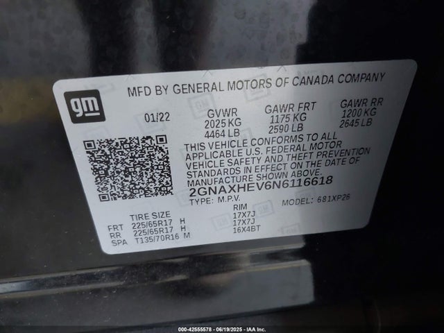 2GNAXHEV6N6116618 Chevrolet lyx