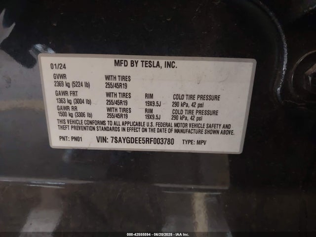 2024 TESLA MODEL Y 7SAYGDEE5RF003780 Photo 8