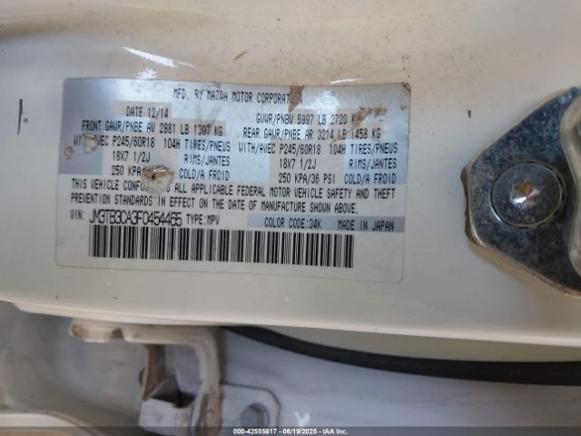 JM3TB3CA3F0454465 Mazda cav federal/canada