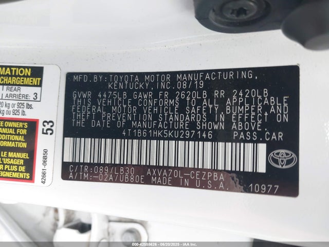 4T1B61HK5KU297146 Toyota a25a-fks