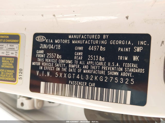 5XXGT4L32KG275325 KIA gdi