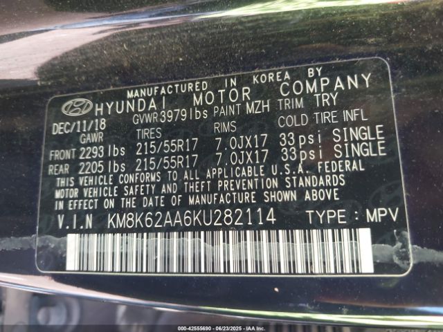 2019 HYUNDAI KONA KM8K62AA6KU282114 Photo 8