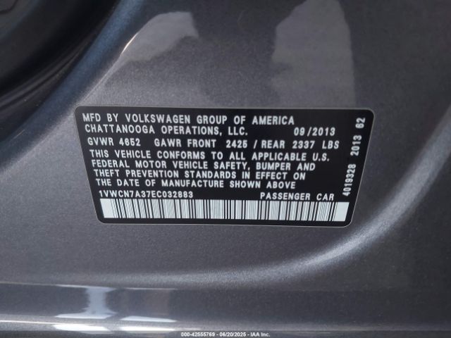 2014 VOLKSWAGEN PASSAT 1VWCN7A37EC032883 Photo 8