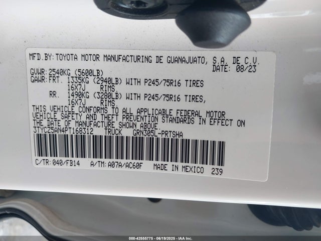 3TYCZ5AN4PT168312 Toyota 2gr-fks