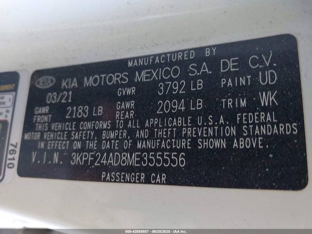 KIA mpi nu 2021 3KPF24AD8ME355556 Image 9