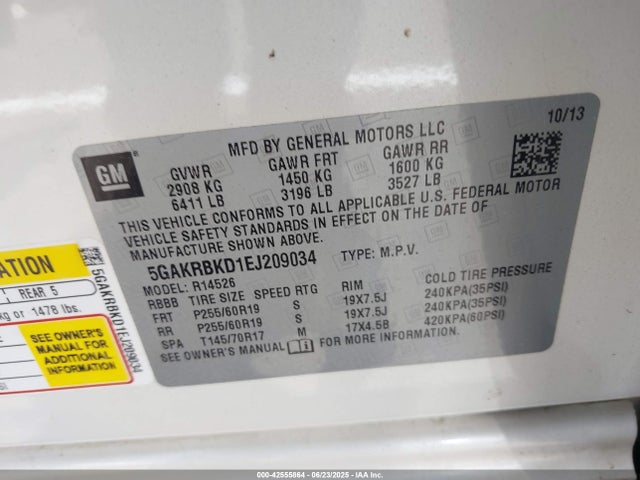 5GAKRBKD1EJ209034 Buick llt