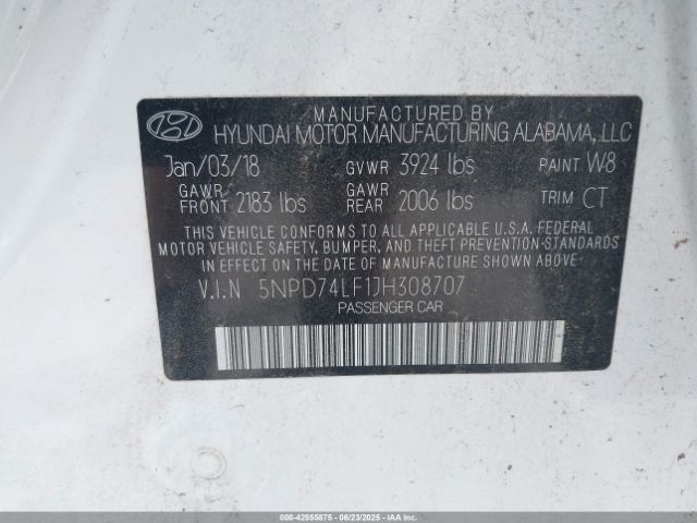 2018 HYUNDAI ELANTRA 5NPD74LF1JH308707 Photo 8