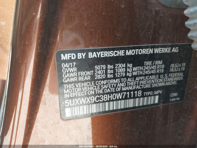 5UXWX9C38H0W71118 BMW 2017