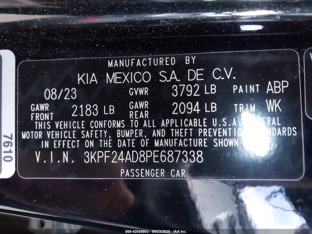 3KPF24AD8PE687338 KIA mpi nu