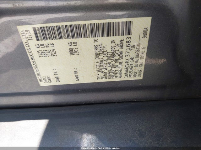 Nissan Maxima 2020 1N4AA6CV4LC371683 Image 9