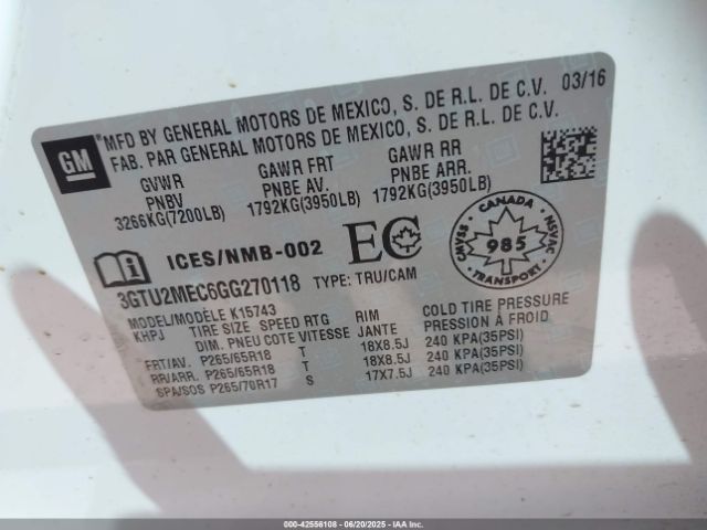 3GTU2MEC6GG270118 GMC l83 - sidi, vvt, afm, e85 max, aluminum