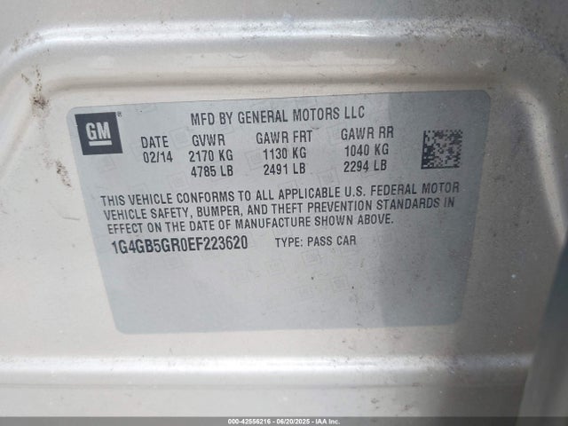 Buick luk - di, alum, bas, ecotec 2014 1G4GB5GR0EF223620 Image 9