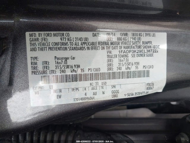 1FADP3K29EL387222 Ford 2014