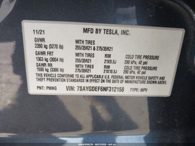 2022 TESLA MODEL Y 7SAYGDEF6NF312158 Photo 8