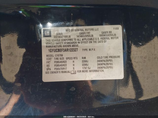 2010 CADILLAC ESCALADE 1GYUCBEF3AR122327 Photo 8