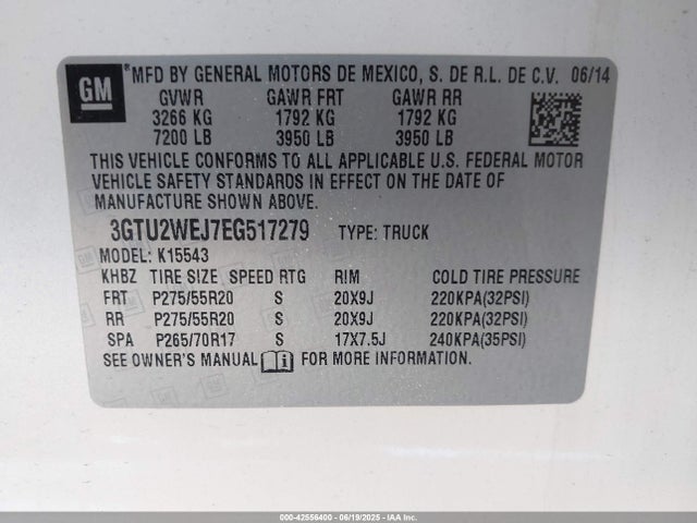 3GTU2WEJ7EG517279 GMC l86 - vvt, afm, e85 max, aluminum