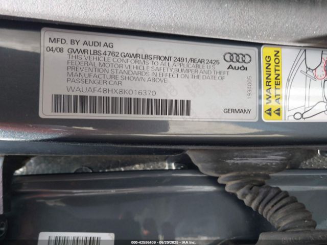 2008 AUDI A4 WAUAF48HX8K016370 Photo 8