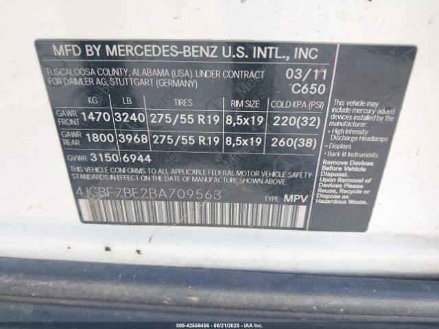 2011 MERCEDES-BENZ GL 450 4JGBF7BE2BA709563 Photo 8