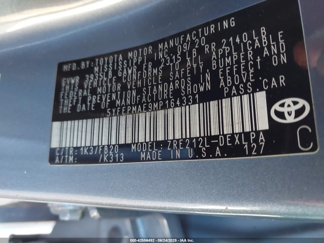 Toyota 2zr-fae 2021 5YFEPMAE9MP164331 Image 9