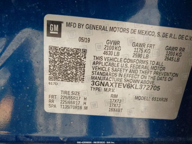 2019 CHEVROLET EQUINOX 3GNAXTEV6KL372705 Photo 8