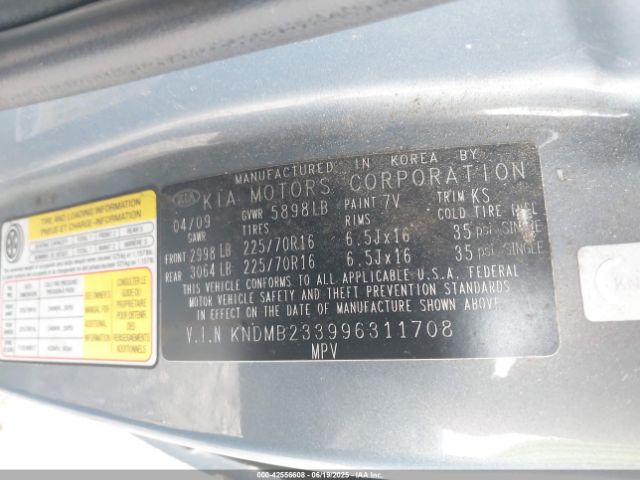 2009 KIA SEDONA KNDMB233996311708 Photo 8