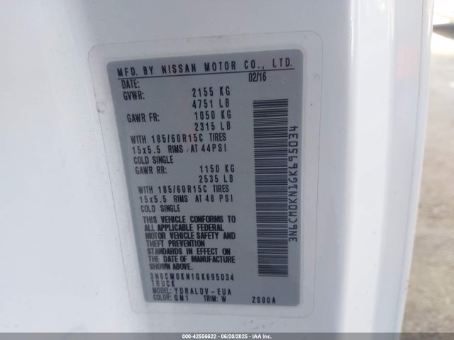 3N6CM0KN1GK695034 Nissan 2016